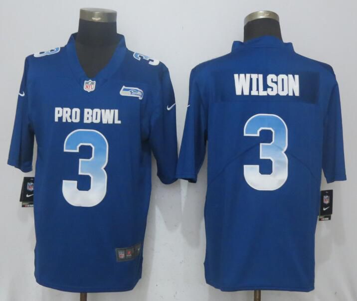 Men Seattle Seahawks #3 Wilson Blue New Nike Royal 2018 Pro Bowl Limited NFL Jerseys->jacksonville jaguars->NFL Jersey